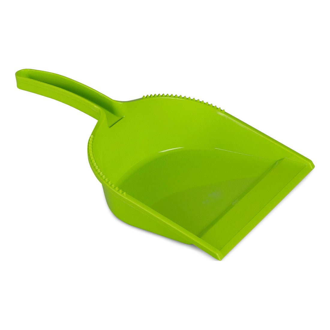 La paletta HACCP senza bordo della Nölle Profi Brush in plastica resistente con foro per appendere è una paletta verde brillante per raccogliere polvere e sporco. Raffigurata su sfondo bianco. Marca: Nölle Profi Brush Bürsten- & Pinseltechnik e.K.