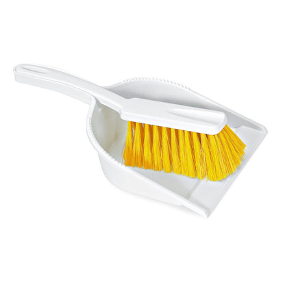 La spazzola professionale Nölle HACCP set da spazzare con setole 0,25 mm con setole gialle morbide e manico bianco abbinato di Nölle Profi Brush Bürsten- & Pinseltechnik e.K. si adatta perfettamente alla paletta.