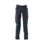 Pantaloni con tasche al ginocchio, pantaloni con inserti stretch, nero-blu