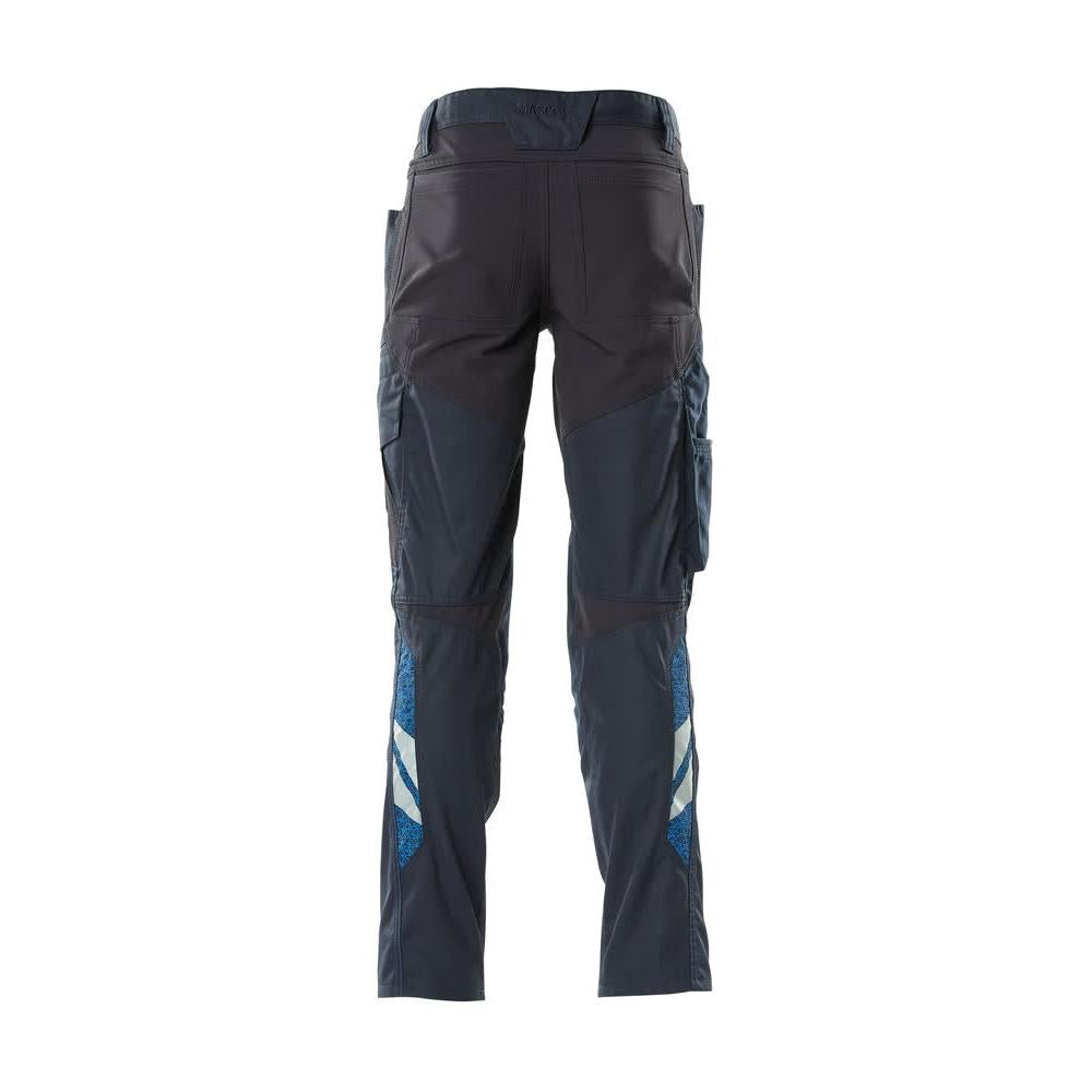 Pantaloni con tasche al ginocchio, pantaloni con inserti stretch, nero-blu
