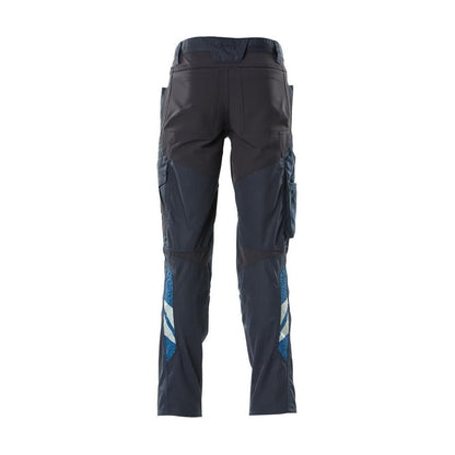 Pantaloni con tasche al ginocchio, pantaloni con inserti stretch, nero-blu