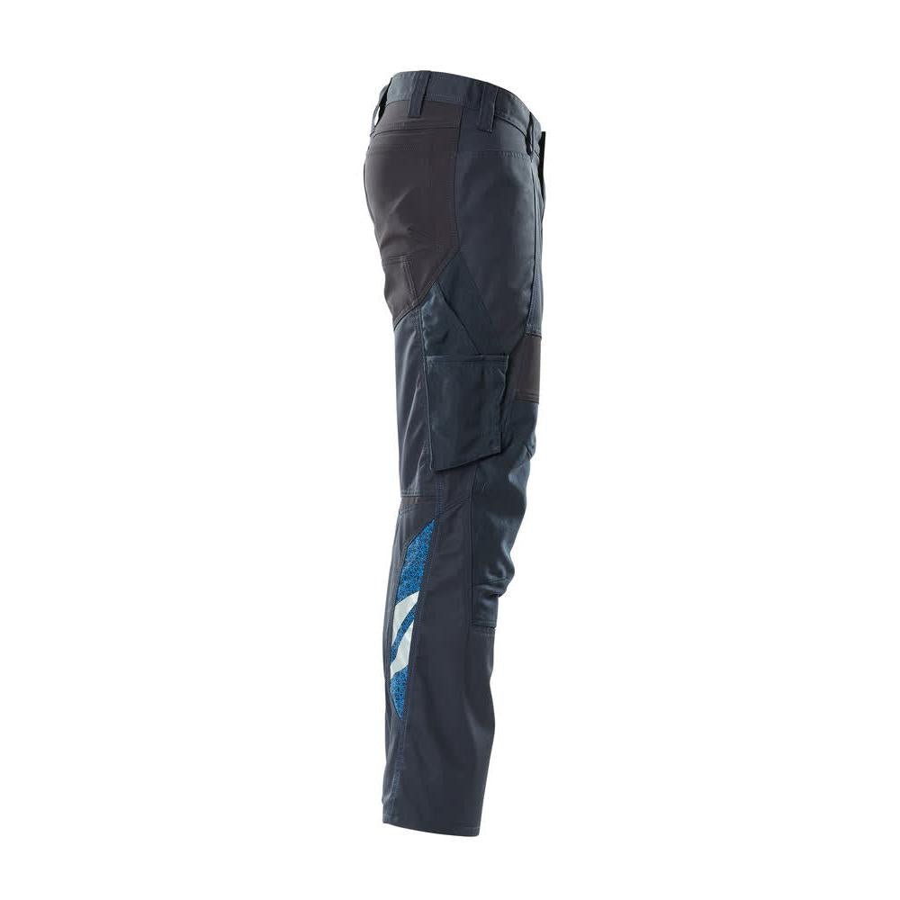 Pantaloni con tasche al ginocchio, pantaloni con inserti stretch, nero-blu