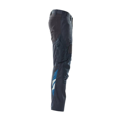 Pantaloni con tasche al ginocchio, pantaloni con inserti stretch, nero-blu