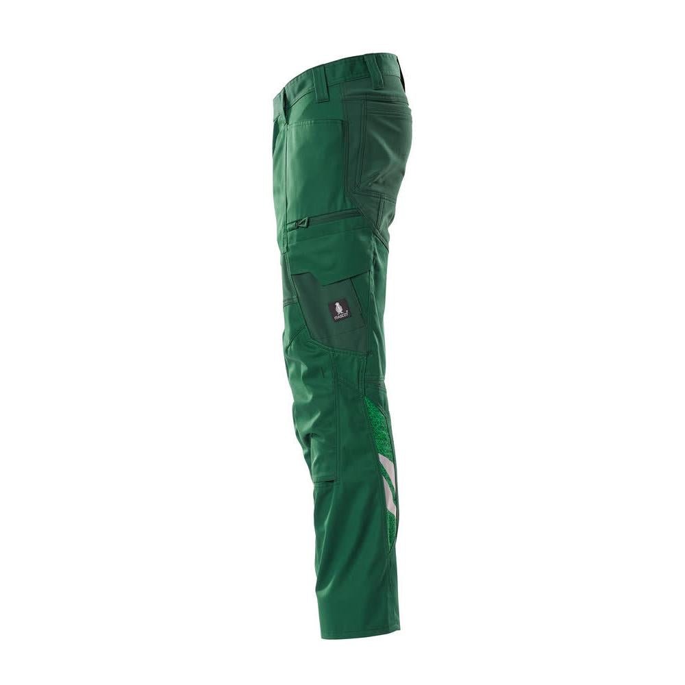 Pantaloni con tasche al ginocchio, pantaloni con inserti stretch, verde