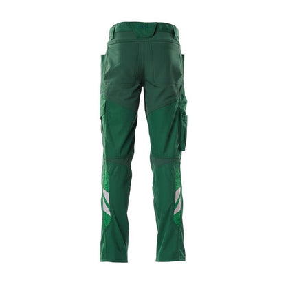 Pantaloni con tasche al ginocchio, pantaloni con inserti stretch, verde