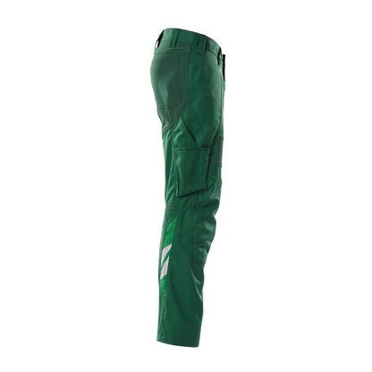 Pantaloni con tasche al ginocchio, pantaloni con inserti stretch, verde