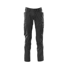 Pantaloni con tasche al ginocchio, pantaloni con inserti stretch, nero