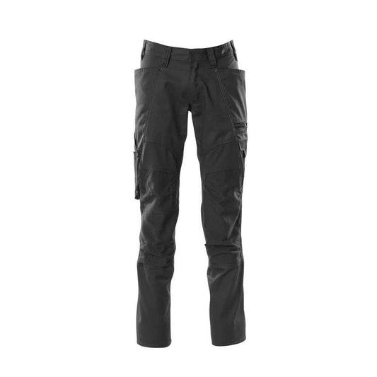 Pantaloni con tasche al ginocchio, pantaloni con inserti stretch, nero