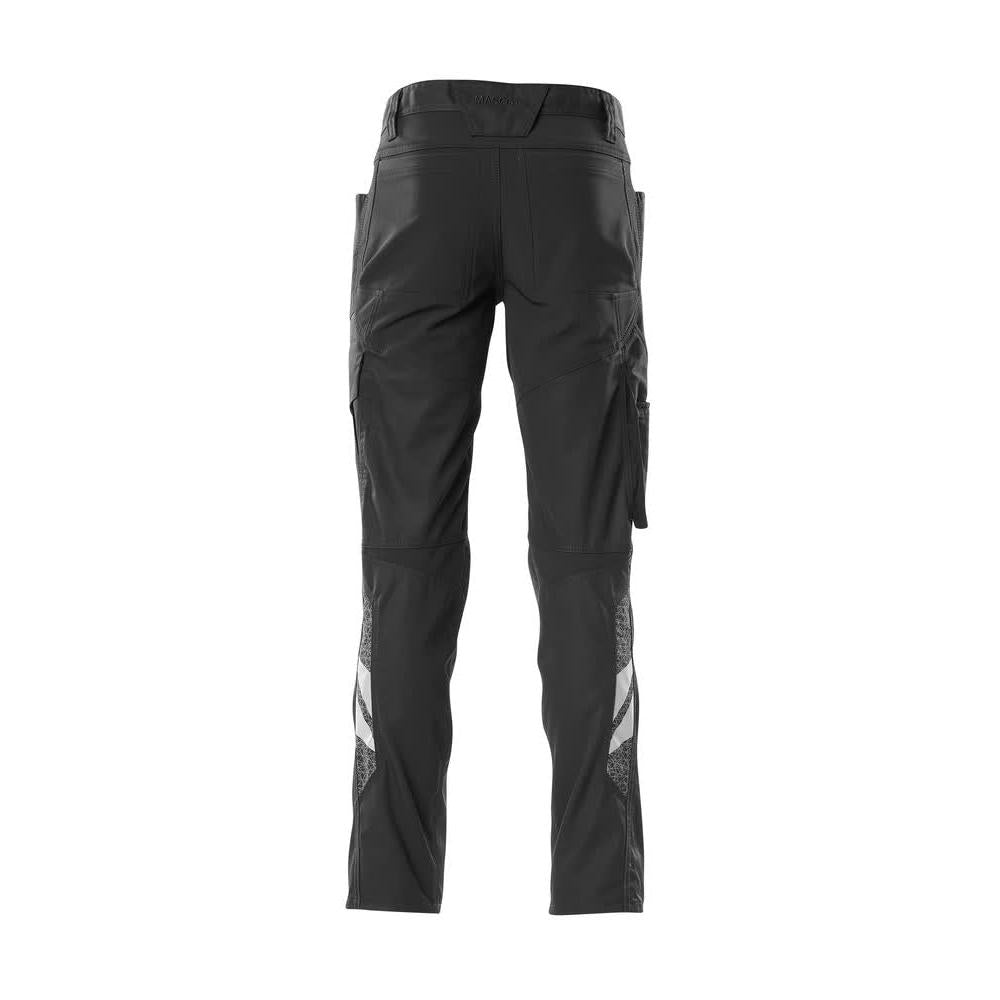 Pantaloni con tasche al ginocchio, pantaloni con inserti stretch, nero