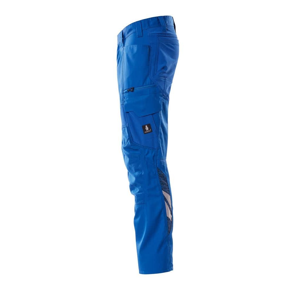 Pantaloni con tasche al ginocchio, pantaloni con inserti stretch, colore azzurro