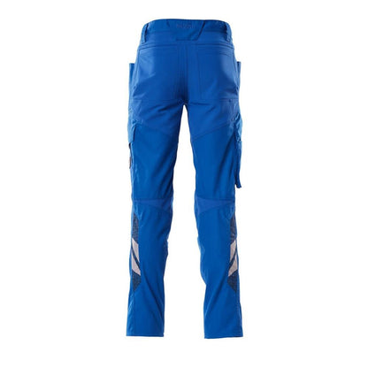 Pantaloni con tasche al ginocchio, pantaloni con inserti stretch, colore azzurro