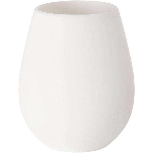 Un portacandele a LED bianco in silicone della Duni GmbH, dal design tropicale e dalla superficie opaca, con una forma arrotondata e leggermente conica e un’ampia apertura, raffigurato su uno sfondo bianco. Confezione: 1 pezzo.