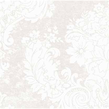 I tovaglioli Dunilin 40 x 40 cm 1/4 piega di Duni GmbH mostrano un motivo floreale e fogliare decorato in bianco e beige chiaro, ispirato a tovaglioli eleganti, con grandi fiori e ghirigori su uno sfondo finemente strutturato.