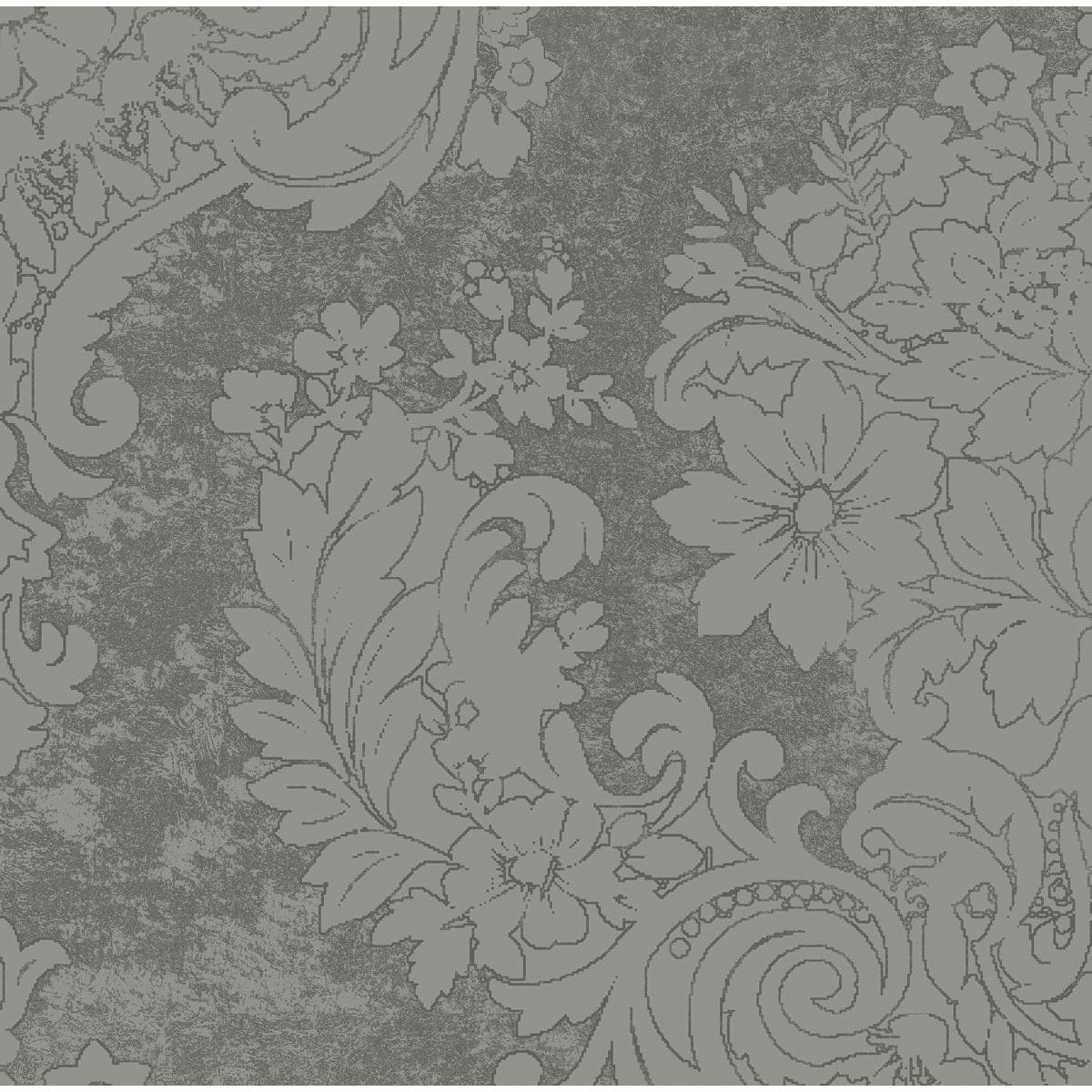 Un classico motivo ornamentale floreale e fogliare in contorni azzurri decora lo sfondo grigio-blu strutturato dei tovaglioli Dunilin 40 x 40 cm 1/4 piega di Duni GmbH, rendendoli una scelta elegante per tovaglioli di alta qualità.