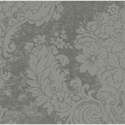 Un classico motivo ornamentale floreale e fogliare in contorni azzurri decora lo sfondo grigio-blu strutturato dei tovaglioli Dunilin 40 x 40 cm 1/4 piega di Duni GmbH, rendendoli una scelta elegante per tovaglioli di alta qualità.