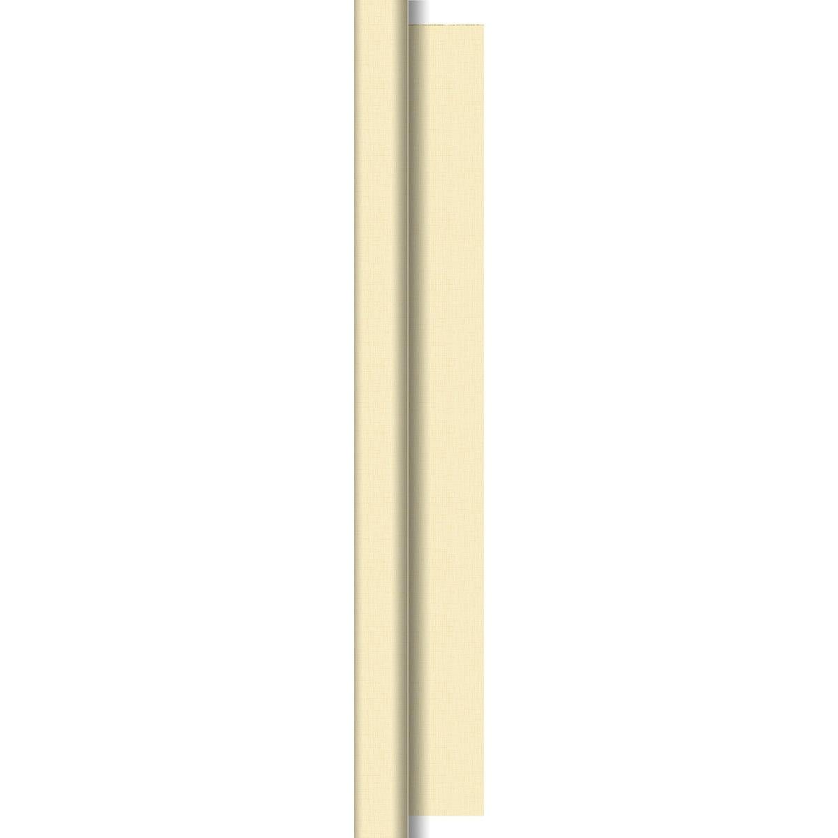 Un primo piano di un muro beige che riflette l'aspetto elegante dei rotoli di tovaglie Dunisilk 1,18 m x 25 m di Duni GmbH - ideale per occasioni speciali o ristorazione di stile.