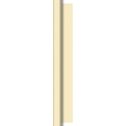 Un primo piano di un muro beige che riflette l'aspetto elegante dei rotoli di tovaglie Dunisilk 1,18 m x 25 m di Duni GmbH - ideale per occasioni speciali o ristorazione di stile.