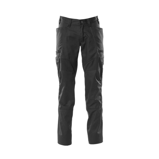 Pantaloni, tasche sulle cosce, pantaloni con inserti elasticizzati, nero
