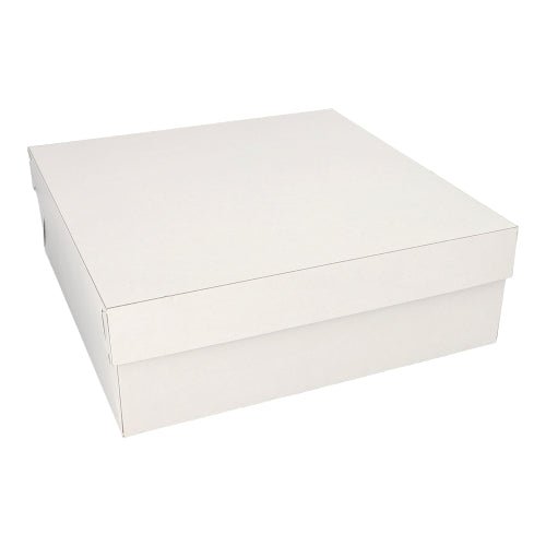 La PAPSTAR GmbH 10 scatole per torte, con coperchio, di cartone bianco rettangolare sono visibili nell'immagine con coperchio rimovibile su sfondo bianco.