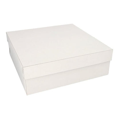 La PAPSTAR GmbH 10 scatole per torte, con coperchio, di cartone bianco rettangolare sono visibili nell'immagine con coperchio rimovibile su sfondo bianco.