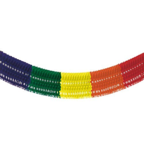 La PAPSTAR ghirlanda di grandi dimensioni in carta ignifuga (10 m) di PAPSTAR GmbH è una decorazione per feste dai colori dell'arcobaleno e viene confezionata singolarmente nel sacchetto.