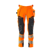 Pantaloni con tasche appese, pantaloni ULTIMATE STRETCH, colore arancione/nero-blu ad alta visibilità