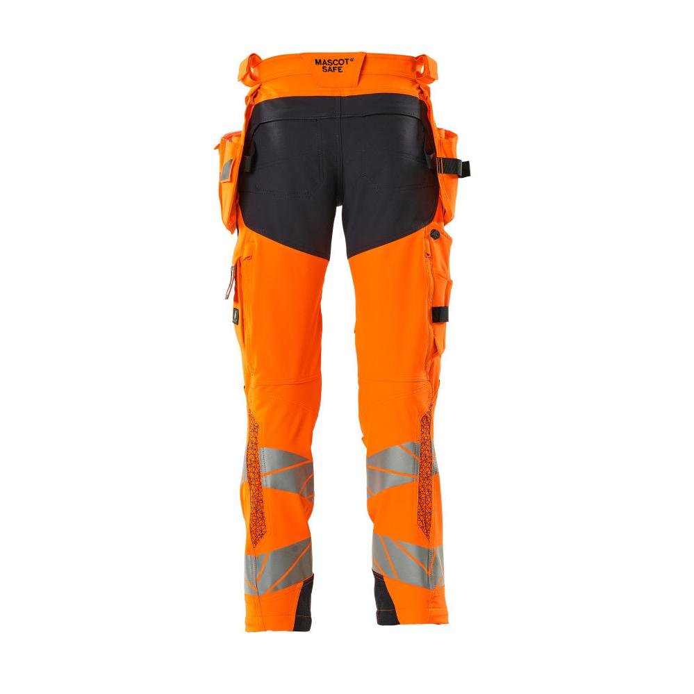 Pantaloni con tasche appese, pantaloni ULTIMATE STRETCH, colore arancione/nero-blu ad alta visibilità