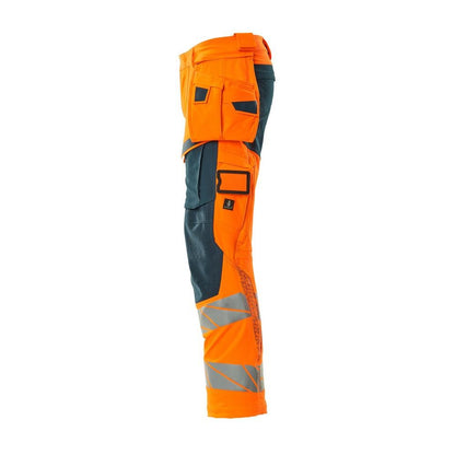 Pantaloni con tasche appese, pantaloni ULTIMATE STRETCH, colore arancio alta visibilità/petrolio scuro