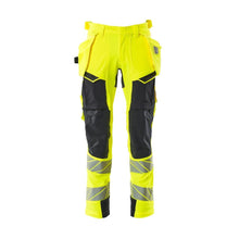 Pantaloni con tasche appese, pantaloni ULTIMATE STRETCH, colore giallo alta visibilità/nero-blu