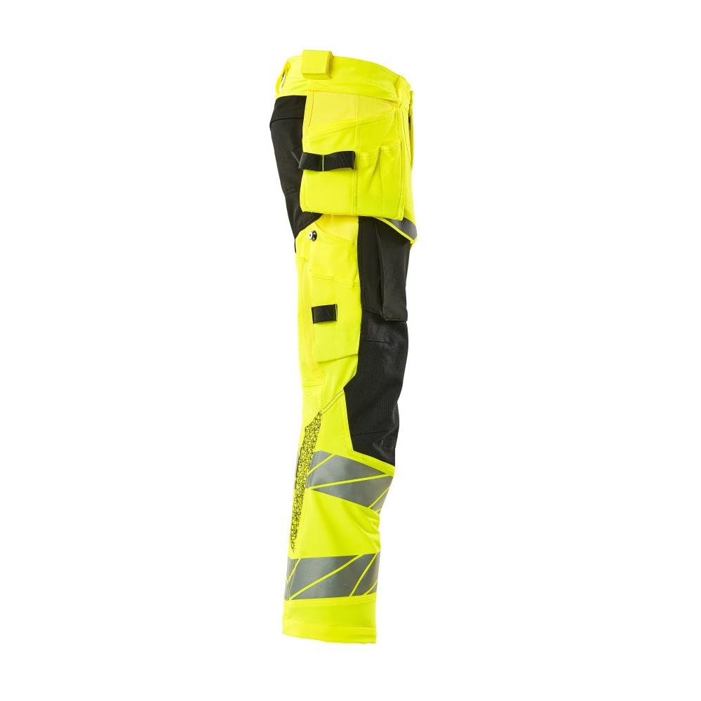 Pantaloni con tasche appese, pantaloni ULTIMATE STRETCH, giallo/nero alta visibilità