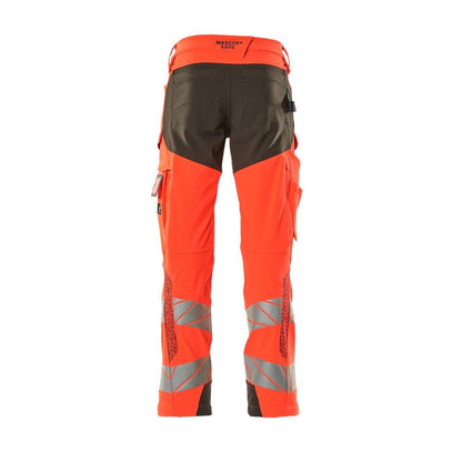 Pantaloni con tasche al ginocchio, pantaloni ULTIMATE STRETCH, colore rosso alta visibilità/antracite scuro