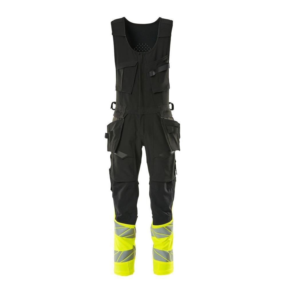 Pantaloni combinati, tasche appese, pantaloni combinati ULTIMATE STRETCH, nero/giallo alta visibilità