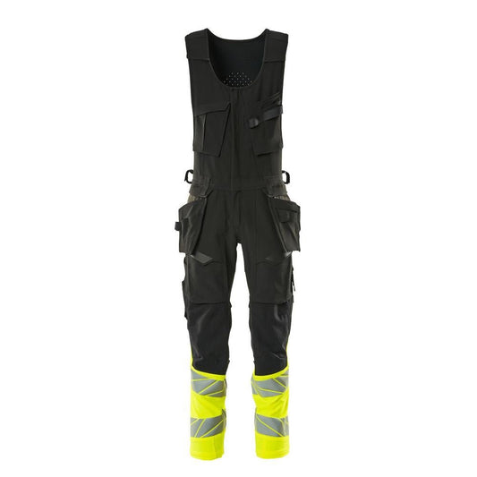 Pantaloni combinati, tasche appese, pantaloni combinati ULTIMATE STRETCH, nero/giallo alta visibilità