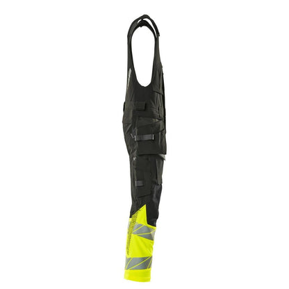 Pantaloni combinati, tasche appese, pantaloni combinati ULTIMATE STRETCH, nero/giallo alta visibilità