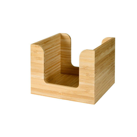 Il portatovaglioli in bambù 13x13 cm di Duni GmbH è un portatovaglioli quadrato con lati aperti e una parte frontale bassa. La venatura del legno visibile conferisce a questo elegante e ecologico organizzatore da tavola un aspetto naturale - perfetto per tenere i tovaglioli a portata di mano.