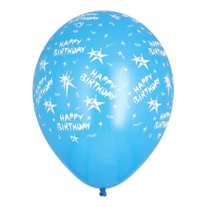 Eine bunte 10er-Packung PAPSTAR Luftballons "Happy Birthday" (Ø 29 cm) der PAPSTAR GmbH, ideal für die Geburtstagsdekoration, in verschiedenen Farben und mit festlichen Drucken.