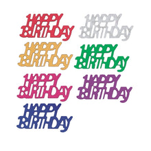 PAPSTAR Decorazione sparsa "Happy Birthday" in foglio colorato (sacchetto da 15 g) mostra segni vivaci e colorati - rosso, argento, giallo, verde, rosa, viola, blu - su sfondo bianco. Perfetto per decorazioni da tavola per compleanni.