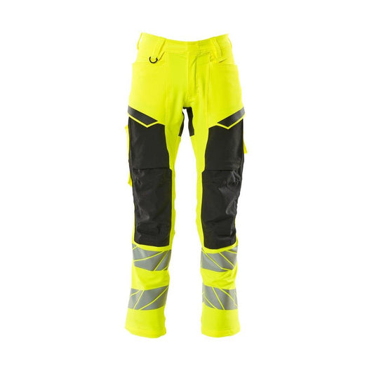 Pantaloni con tasche al ginocchio, pantaloni ULTIMATE STRETCH, giallo/nero alta visibilità