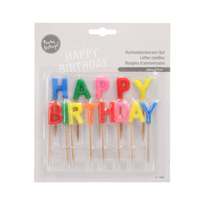 Le PAPSTAR candele a forma di lettere "Happy Birthday", 8 cm, di PAPSTAR GmbH, vengono in un blister singolo - candele festive su bastoncino, ideali per decorare qualsiasi festa di compleanno.