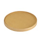 Un coperchio ecologico in cartone Ronda WIDE+ di Duni GmbH in cartone FSC/PLA marrone (184x184x17 mm, 900/1300 ml) con bordi leggermente rialzati e due piccoli fori si trova su sfondo bianco. Confezione da 25 pezzi.
