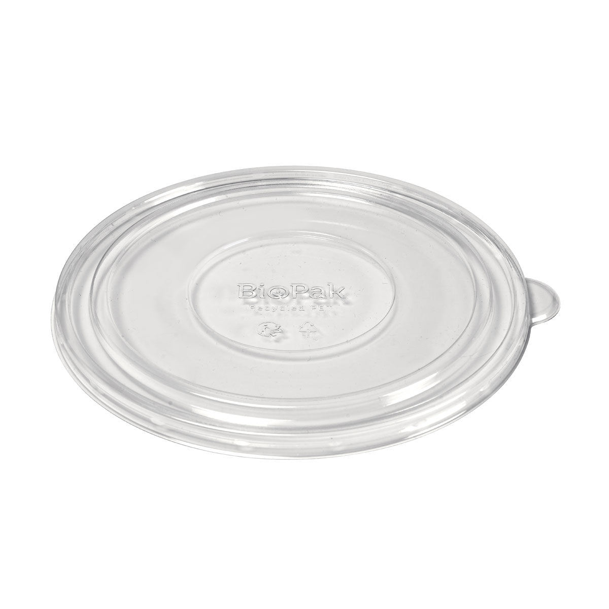 Il coperchio in cartone Ronda WIDE+ rPET Trasparente 900/1300 ml di Duni GmbH è un coperchio rPET trasparente e rotondo con una piccola linguetta e l'incisione "BioPak", progettato per imballaggi alimentari monouso. Dimensioni: 200x190x10 mm. Confezione da 50 pezzi.