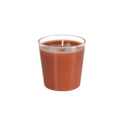 Una candela ricaricabile Switch & Shine della Duni GmbH (circa 30 ore, 65 x 65 mm) viene mostrata in un portacandele di vetro trasparente su sfondo bianco, al centro del quale si trova un singolo stoppino non acceso.