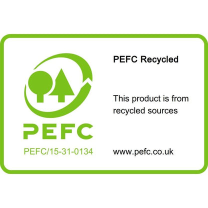 Le Post-it® Super Sticky 100% Recycling Notes della 3M Deutschland GmbH sono dotate di un'etichetta PEFC Recycled con logo ad albero verde, numero di certificazione e URL, che conferma che sono realizzate con fonti riciclate.