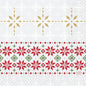 I tovaglioli 33x33 3 strati 1/4 Tradition di Duni GmbH mostrano stelle dorate, rosse e verdi e fiocchi di neve in file su bianco, che ricordano le decorazioni natalizie classiche. La confezione contiene 50 pezzi.