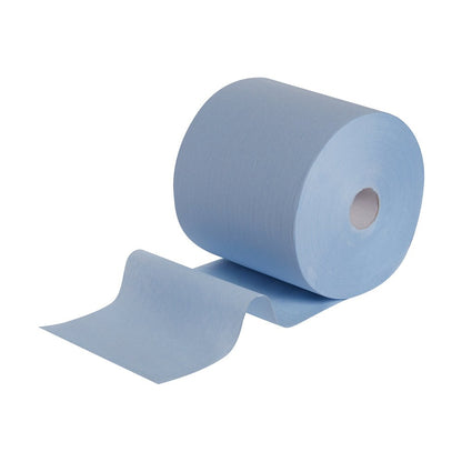 Un rotolo parzialmente srotolato di salviette WypAll® L10 EXTRA+ (38,00 cm x 23,50 cm) di Kimberly-Clark GmbH su sfondo bianco, ideale per la pulizia delle superfici.