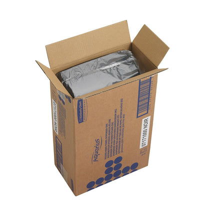 Un distributore aperto Aquarius™ per asciugamani piegati - Interfold di Kimberly-Clark GmbH in nero, confezionato in una scatola con grafica blu, ideale come distributore per asciugamani piegati o interfold.