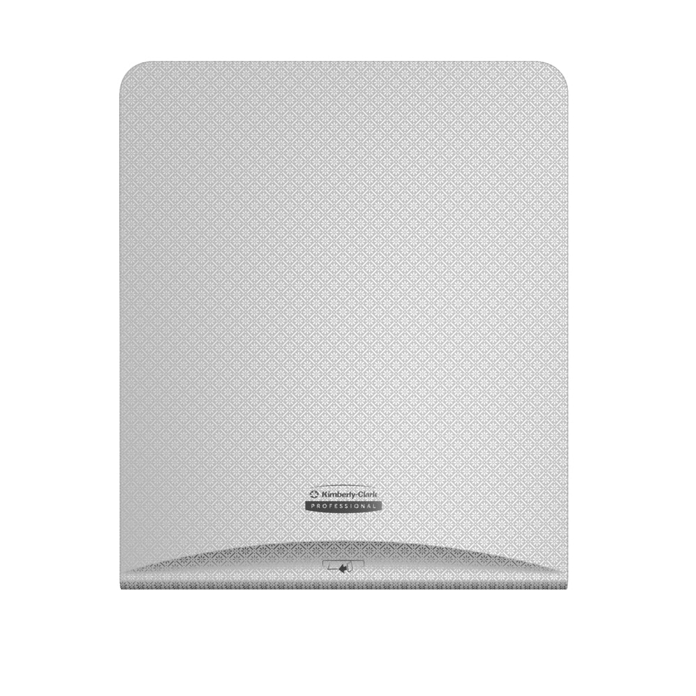 Der Kimberly-Clark Professional™ Icon™ Dispenser Faceplate - eHRT (33,02 x 37,47 x 3,18 cm) von Kimberly-Clark GmbH ist ein eleganter, weißer Handtuchspender für die Wandmontage, ideal für den modernen Bedarf an Hygiene- und Waschraumzubehör.