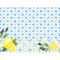 Duni GmbH Tovagliette di carta 30x40 cm: Sfondo bianco con motivo a piastrelle blu, olive nere illustrate, rami e fette di limone. Design mediterraneo con accenti gialli, ideale per una decorazione da tavola elegante (250 pezzi).