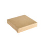 Eine geschlossene, quadratische Viking Block Deckel Braun Karton/PE Schachtel der Duni GmbH (140x140x29 mm), fotografiert vor einem weißen Hintergrund.