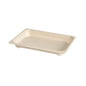 Il vassoio piccolo Duni GmbH Sushi & Deli è un vassoio rettangolare marrone in bagassa rivestito in PLA (184x128x22 mm) per imballaggi ecologici, raffigurato su sfondo bianco. Confezione: 100 pezzi.